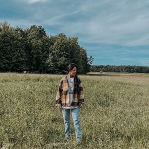 Brand new plaid button up jacket